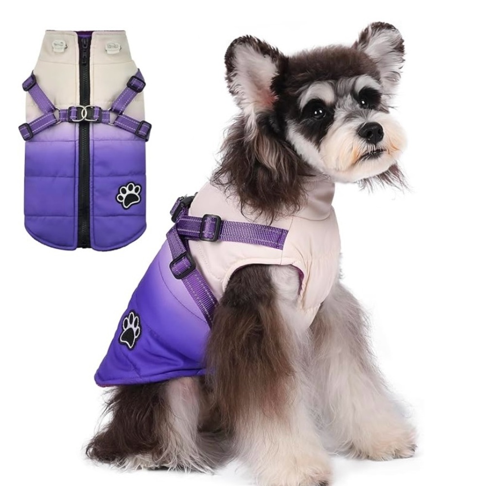 Norbi Dog Winter Coat, Gradient Dog Coat with Harness  (Large, Gradient Purple)